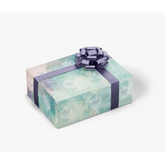 Cadeaupapier watercolour 50x70cm in lichtgroen en paars met strik en bloem